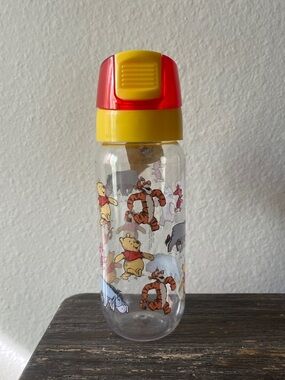 Disney Winnie the Pooh Yellow and Red Plastic Water Bottle